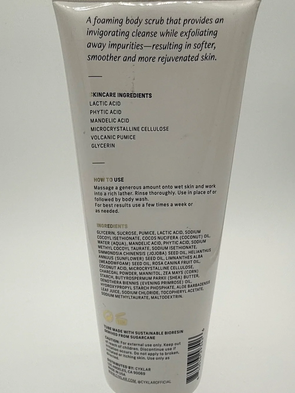 CYKLAR Lactic Acid Foaming Body Polish 11 oz NEW Exfoliating AHA Body Scrub